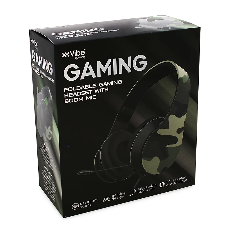camo gaming headset w/ boom mic