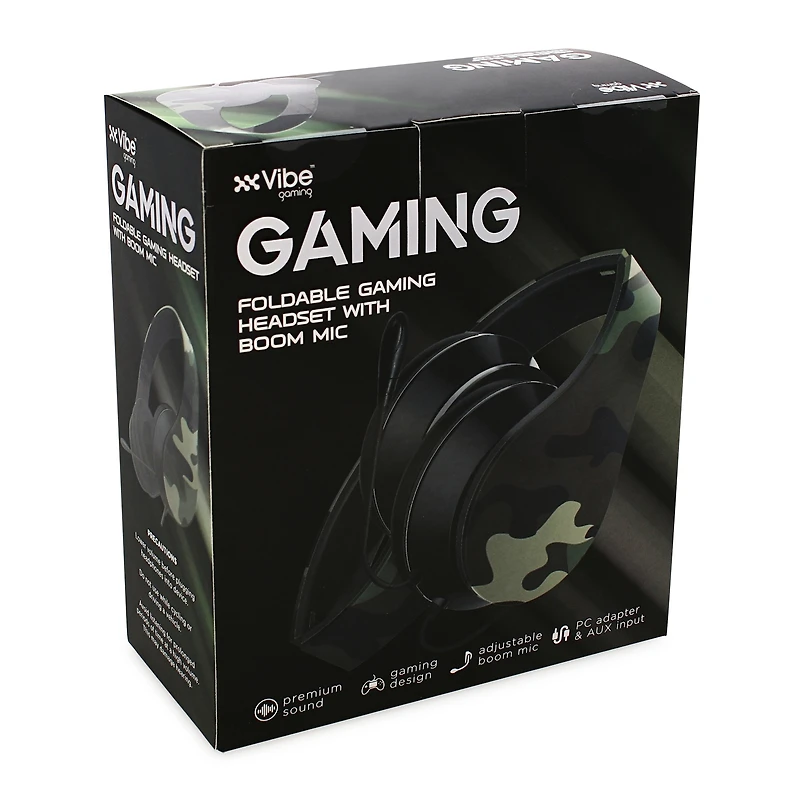 camo gaming headset w/ boom mic