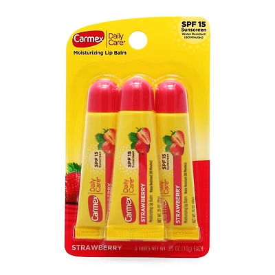 carmex daily care spf 15 lip balm strawberry 3-pk