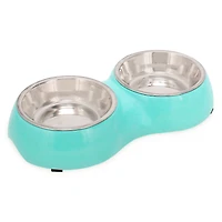 double diner pet food & water bowl combo