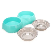 double diner pet food & water bowl combo
