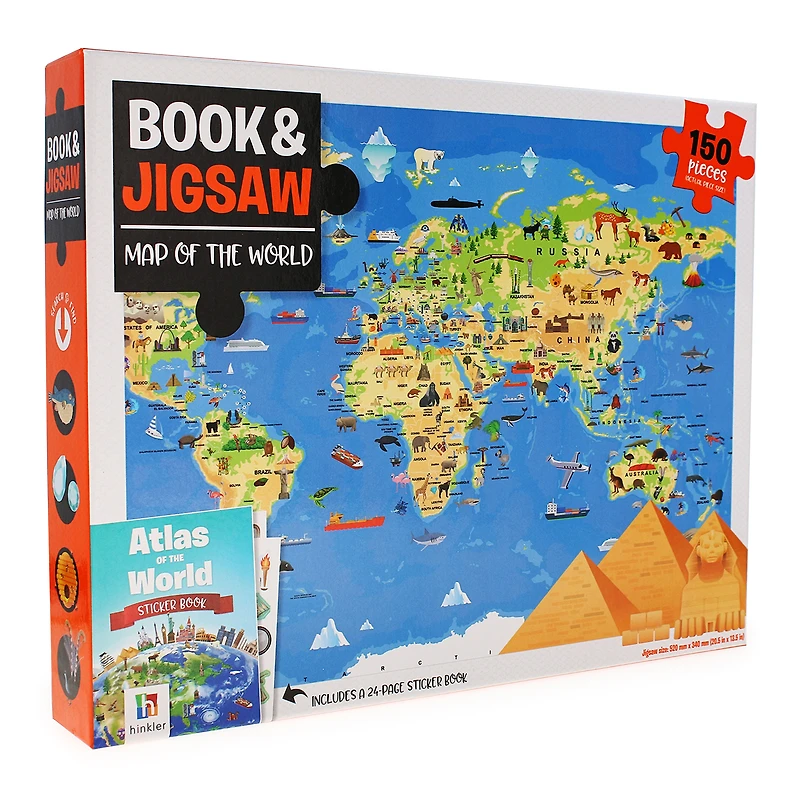 map of the world 150-piece puzzle & book set