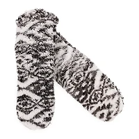 ladies printed sherpa fleece slipper socks