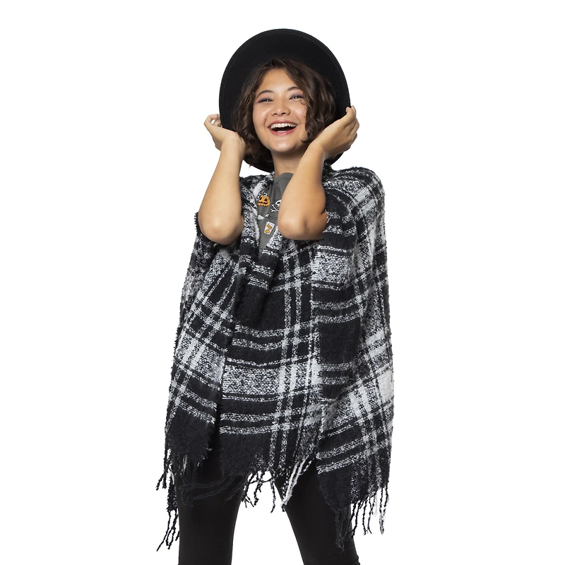 plaid woven ruana wrap