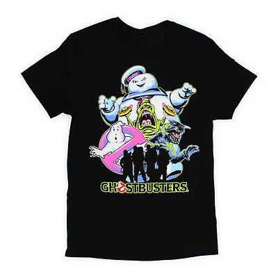 neon retro ghostbusters graphic tee