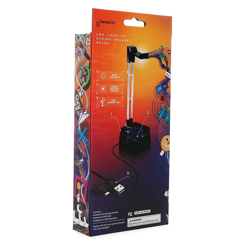 unlocked lvl™ teal & white light up LED gaming headset stand