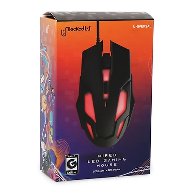 teal & white wired LED gaming mouse with adjustable dpi