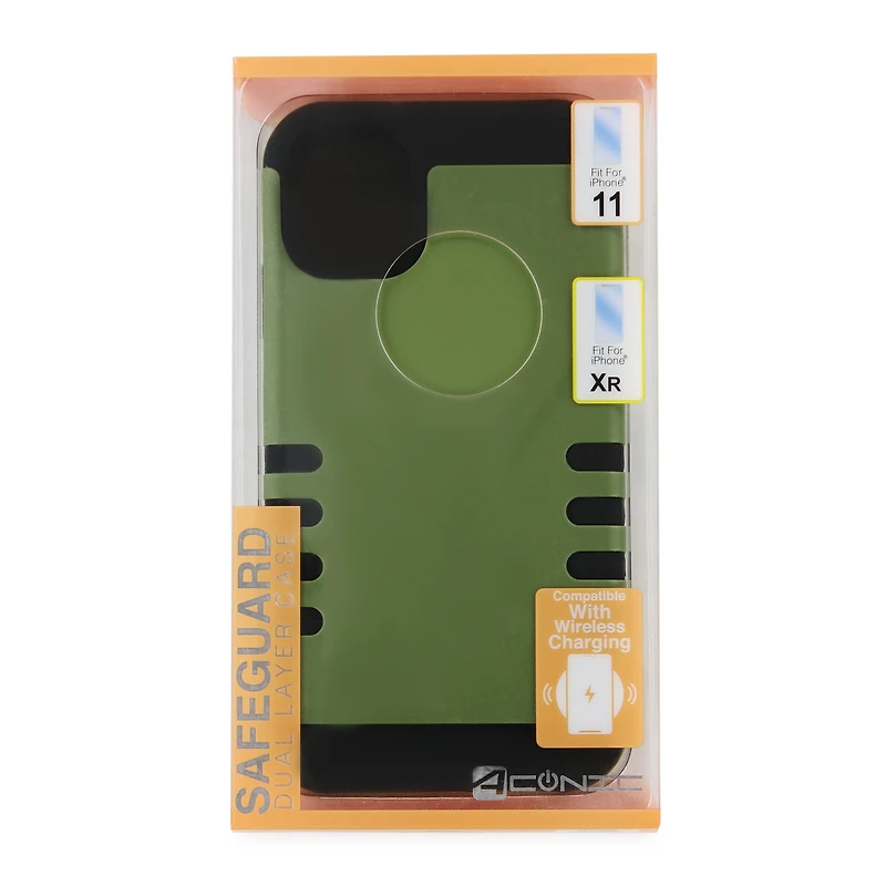 iPhone 11®/Xr® safeguard wireless charging compatible dual layer case - green