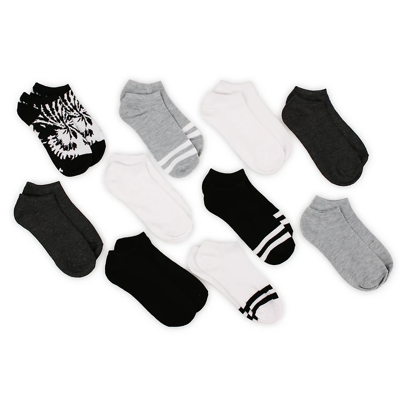 ladies low cut socks tie dye & solids 10-pack