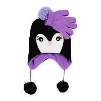 kid's fleece penguin hat & gloves set