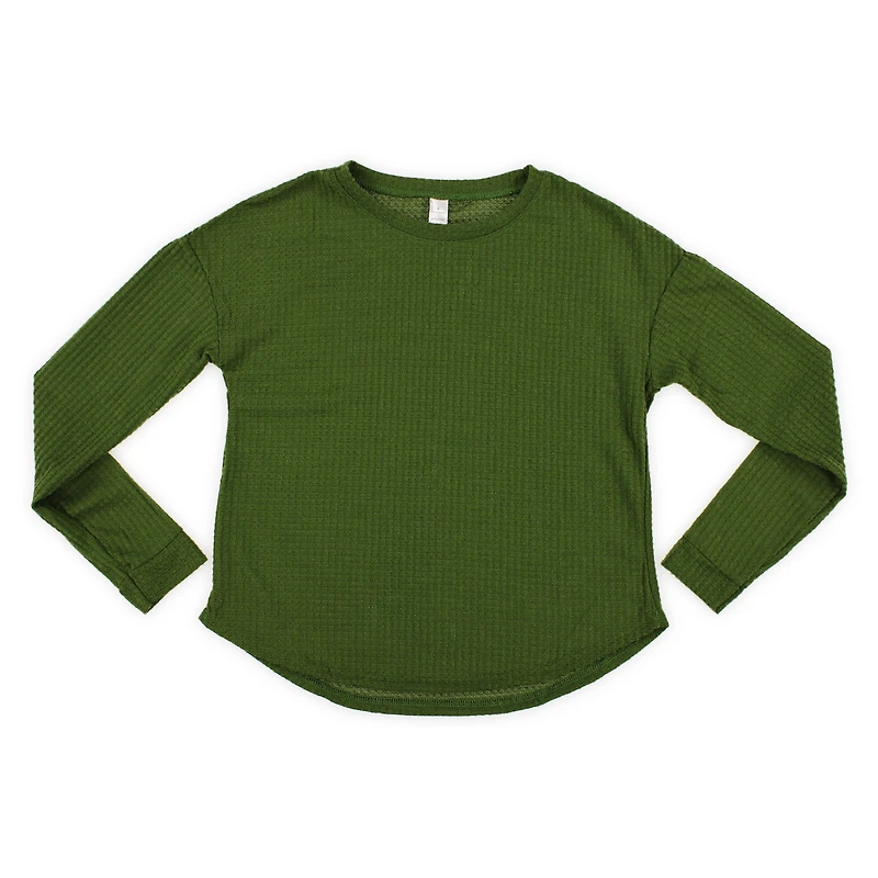 juniors green waffle knit lounge top