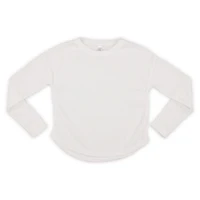 juniors white waffle knit lounge top