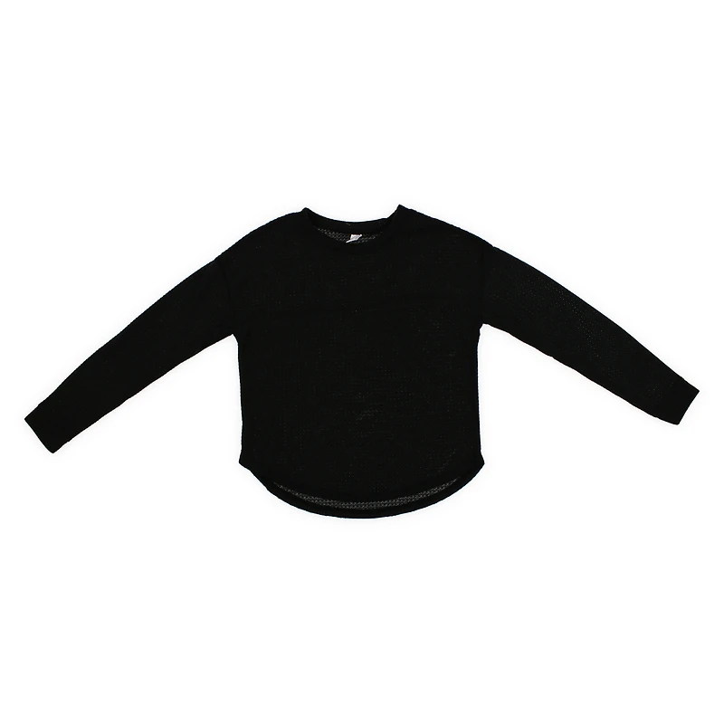 juniors black waffle knit lounge top