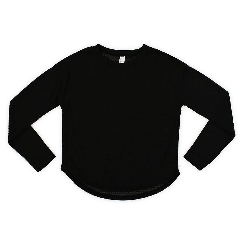 juniors black waffle knit lounge top
