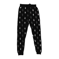 juniors plush black joggers w/ metallic lightning