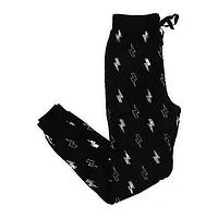juniors plush black joggers w/ metallic lightning