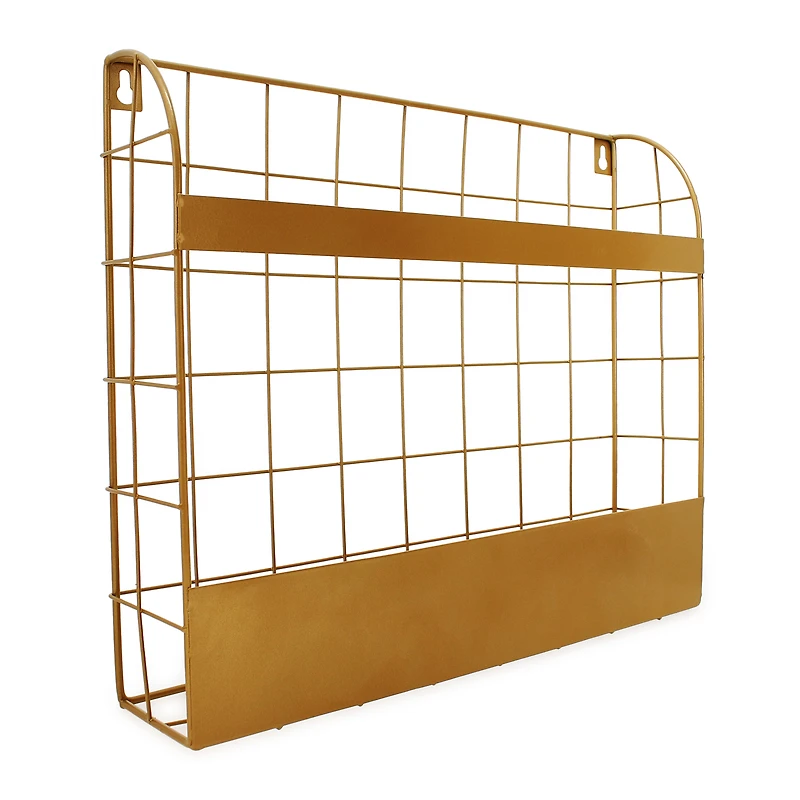 gold wall grid organizer shelf 14in x 11.8in
