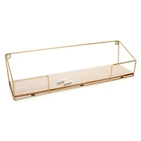 gold wire & wood wall shelf 15.75in
