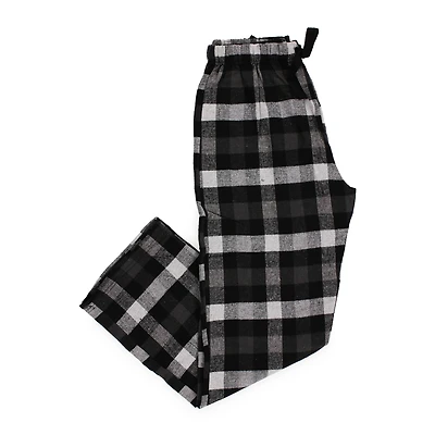 young men's black & white buffalo plaid flannel lounge pants