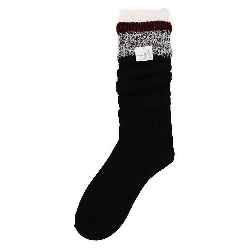 ladies mixed knit slouchy cabin socks, 1 pair