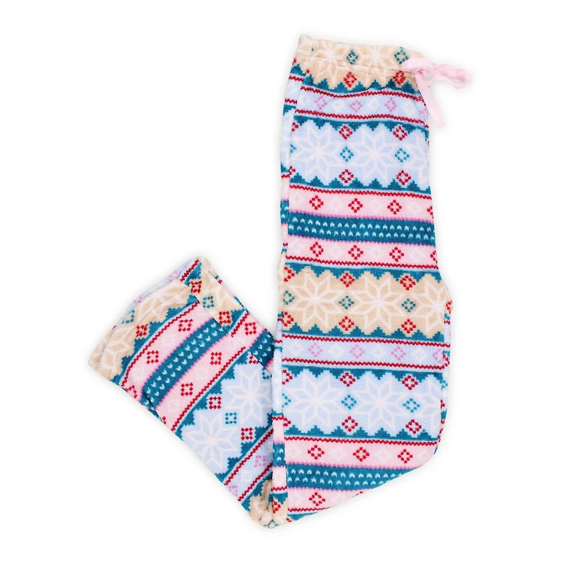 juniors pink fair isle plush lounge pants