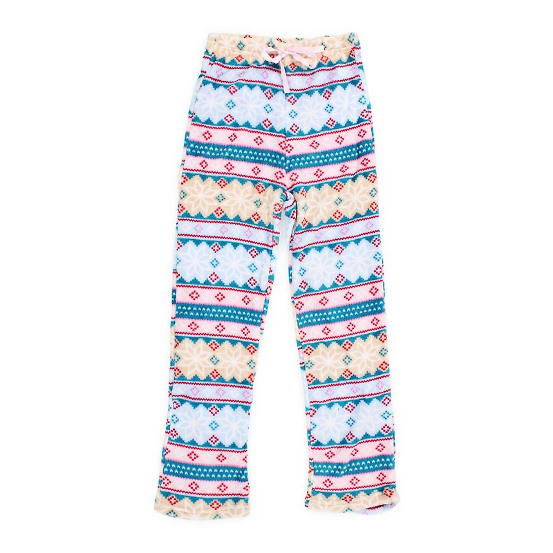 juniors pink fair isle plush lounge pants