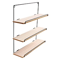 3-tier square wood & metal wall shelf 16in x 16in
