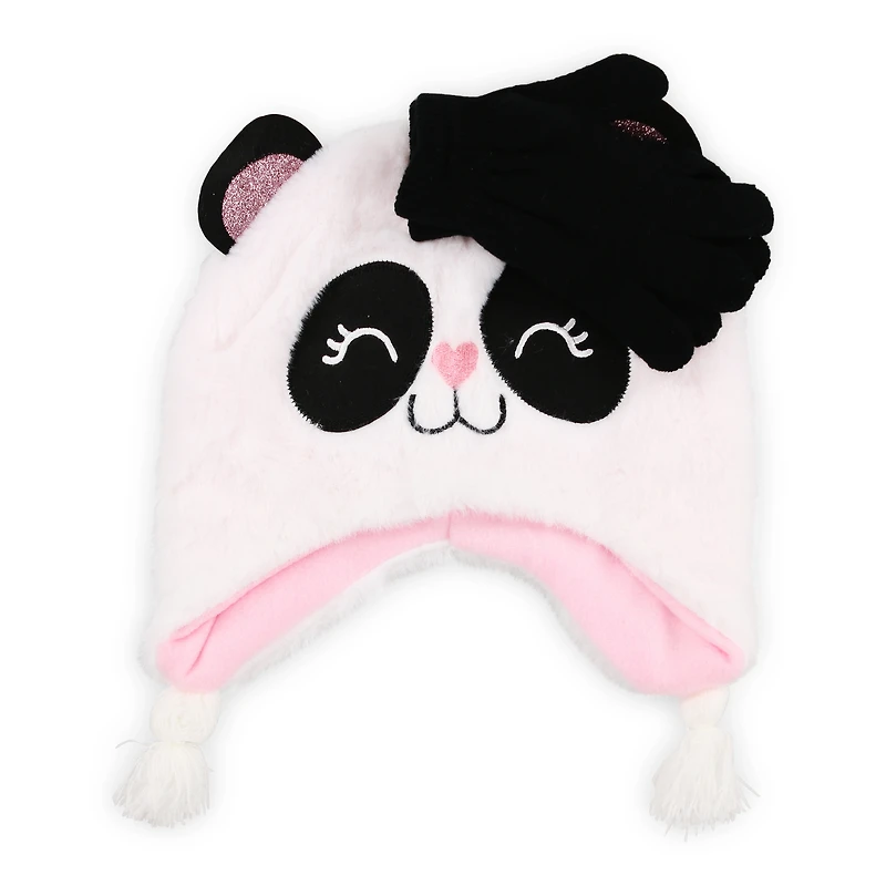 kid's winter hat & gloves - panda