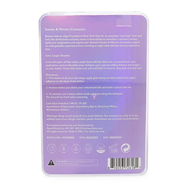 live, love, lash fake eyelashes 6-pair set with glue & case