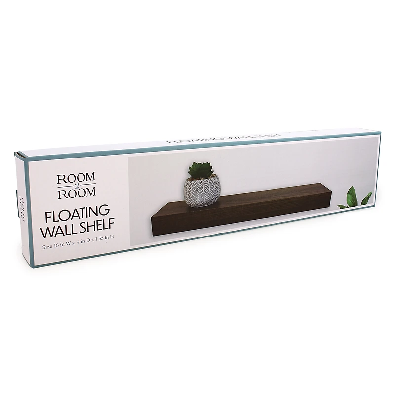 woodgrain floating wall shelf 18in