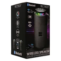bass boost bluetooth speaker w. FM radio, pairing, LED lights
