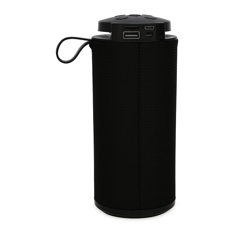 bass boost bluetooth speaker w. FM radio, pairing, LED lights