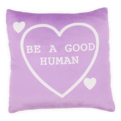 be a good human candy heart throw pillow 14in