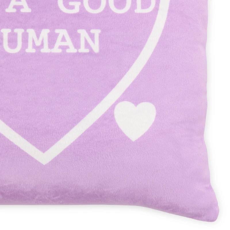 be a good human candy heart throw pillow 14in
