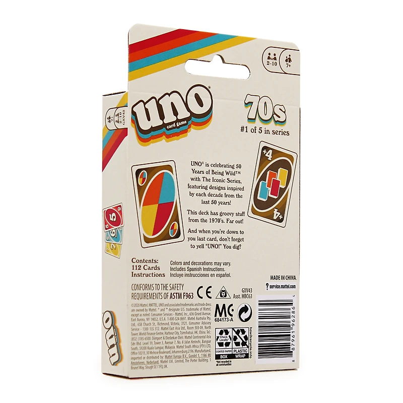 uno® iconic series 1970's edition card game