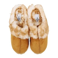 ladies brown lug sole faux fur scuff slippers
