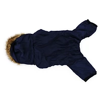 pet snowsuit with faux fur trim hood