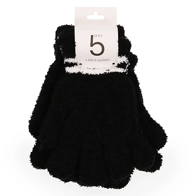 cozy knit gloves 3-pair multipack