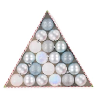 21-count christmas tree ornaments set, blue & silver