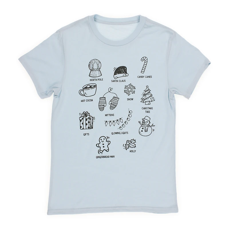 cartoon christmas icons graphic tee