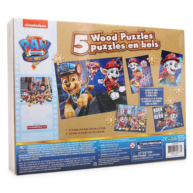 paw patrol: the movie™ 5 wood puzzles set