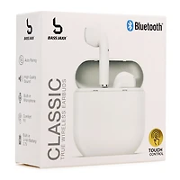 classic white bluetooth® earbuds with mic