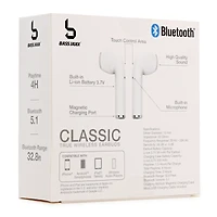 classic white bluetooth® earbuds with mic