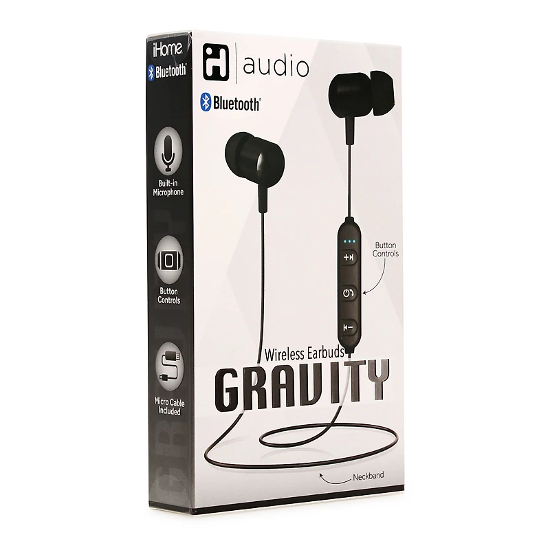 gravity bluetooth® earbuds with neck band & microphone