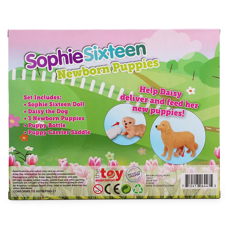 sophie sixteen newborn puppies doll & pets play set