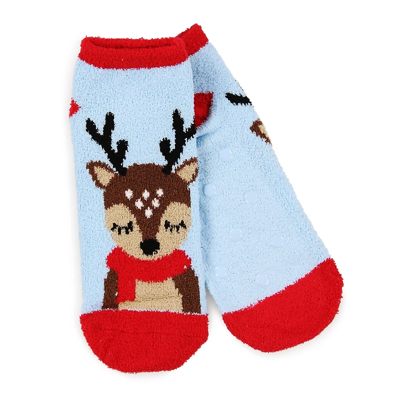 micro-velour cozy holiday critter socks, 1 pair