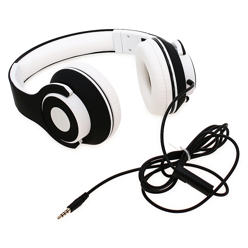 dj-style wired headphones with mic - green & black