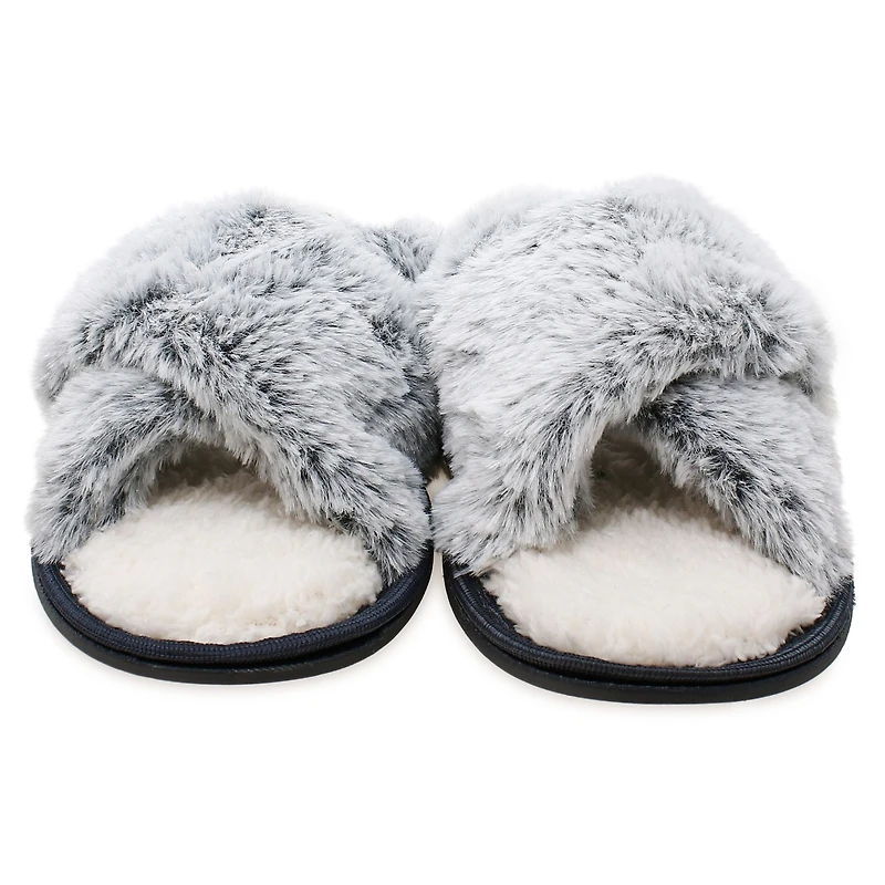 High Pile Faux Fur Slippers - Gray