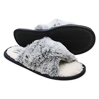 High Pile Faux Fur Slippers - Gray