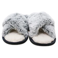 High Pile Faux Fur Slippers - Gray